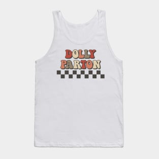 Dolly Parton Checkered Retro Groovy Style Tank Top